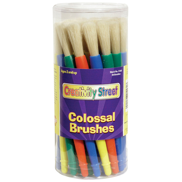 Creativity Street Colossal Plastic Handle Brush Classroom Brush Set, 7" Long, PK30 PAC5160